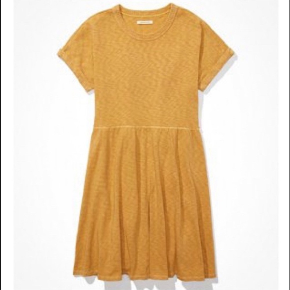 American Eagle Outfitters Women’s Gold Knit Babydoll Dress Size Small NWOT